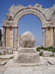 All that remains of St Simeon Stylites' pillar in St Simeon's Basilica west of Aleppo, thanks not to the current fighting, but to Christian pilgrims harvesting 'souvenirs' across the centuries [DD]